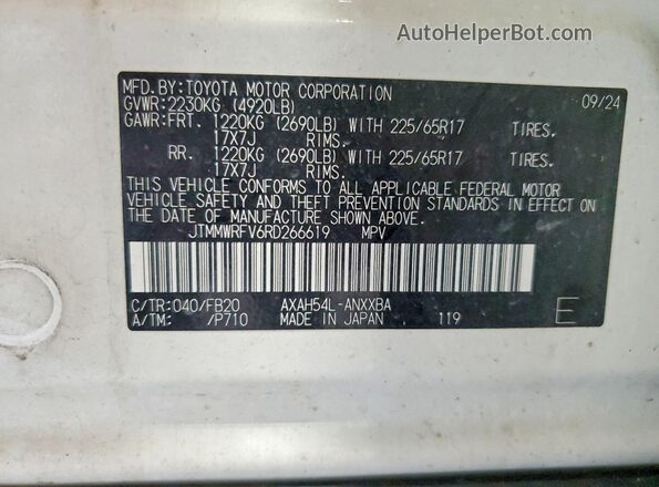 JTMMWRFV6RD266619 2024 TOYOTA RAV4 White 