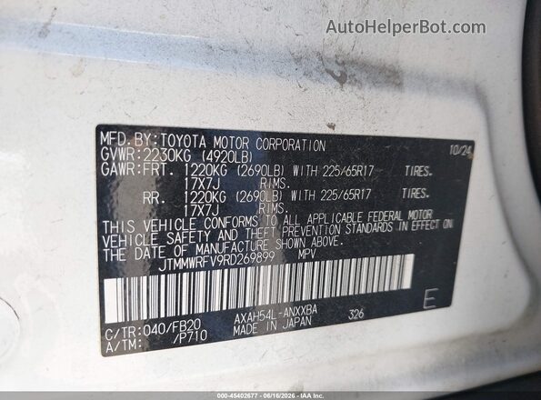 JTMMWRFV9RD269899 2024 TOYOTA RAV4 HYBRID White Engine compartment view