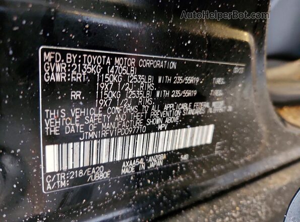 JTMN1RFV1PD097710 2023 TOYOTA RAV4 Black VIN կոդի պիտակի տեսք