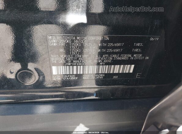 JTMP1RFV4KD033775 2019 TOYOTA RAV4 Black ძრავის განყოფილების ხედი