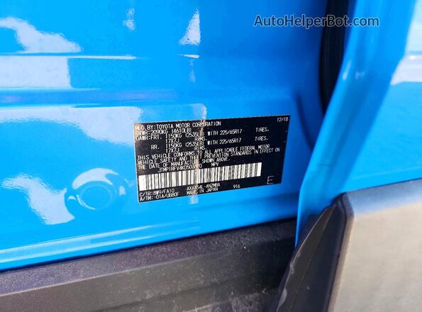 JTMP1RFV4KD503870 2019 TOYOTA RAV4 Blue VIN კოდის სტიკერის ხედი