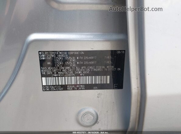JTMRFREV1JJ248395 2018 TOYOTA RAV4 Silver Widok komory silnika