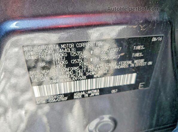 JTMRFREV4GJ097688 2016 TOYOTA RAV4 Gray Widok naklejki z numerem VIN