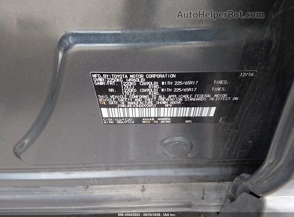 JTMRJREV3HD092853 2017 TOYOTA RAV4 HYBRID Gray ძრავის განყოფილების ხედი