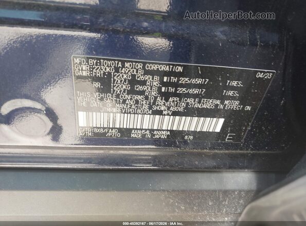JTMRWRFV1PD180704 2023 TOYOTA RAV4 HYBRID Blue Շարժիչի բաժամունքի տեսք