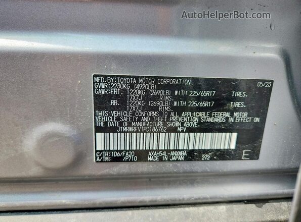 JTMRWRFV1PD186762 2023 TOYOTA RAV4 Silver VIN կոդի պիտակի տեսք