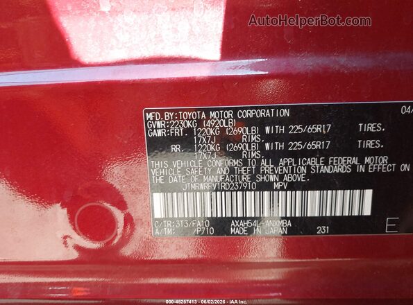 JTMRWRFV1RD237910 2024 TOYOTA RAV4 HYBRID Red Widok komory silnika