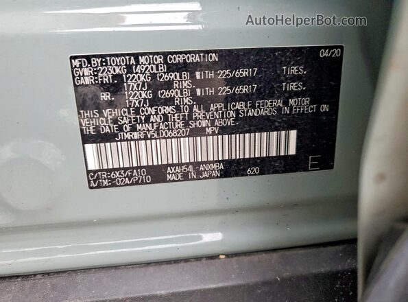 JTMRWRFV5LD068207 2020 TOYOTA RAV4 Green Engine compartment view