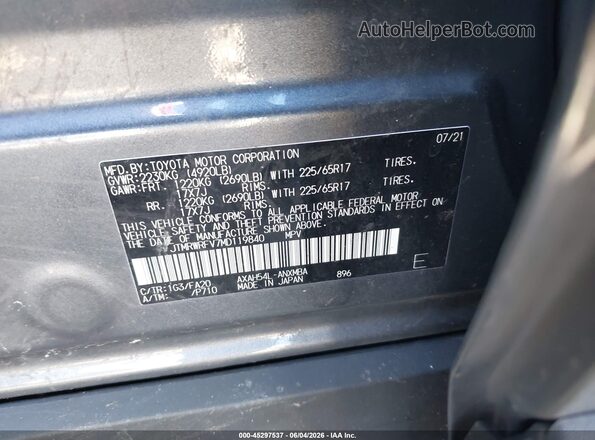 JTMRWRFV7MD119840 2021 TOYOTA RAV4 HYBRID Gray Շարժիչի բաժամունքի տեսք