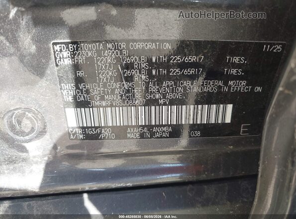 JTMRWRFV8SJ088807 2025 TOYOTA RAV4 HYBRID Gray Widok komory silnika