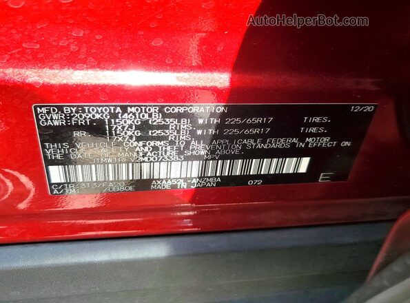 JTMW1RFV2MD073383 2021 TOYOTA RAV4 Maroon 
