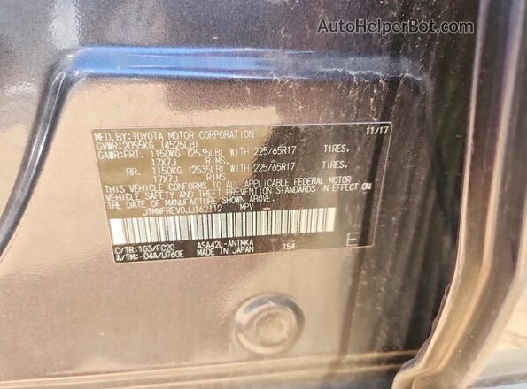 JTMWFREV0JJ162112 2018 TOYOTA RAV4 Charcoal Շարժիչի բաժամունքի տեսք