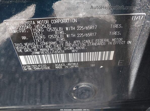 JTMWFREV3JJ165618 2018 TOYOTA RAV4 Blue Engine compartment view