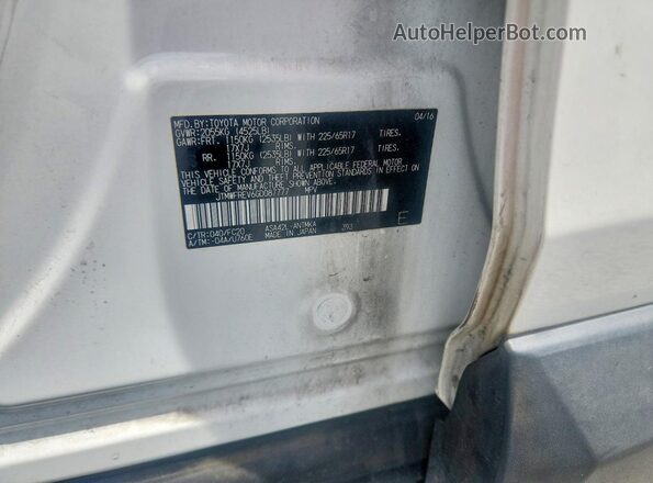 JTMWFREV6GD087777 2016 TOYOTA RAV4 White VIN կոդի պիտակի տեսք