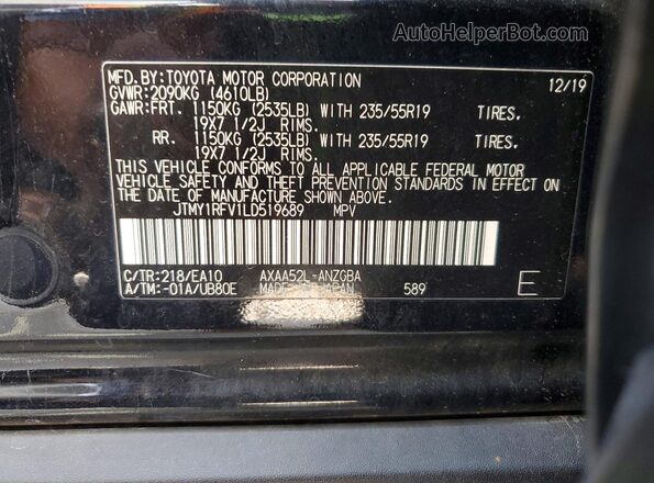 JTMY1RFV1LD519689 2020 TOYOTA RAV4 Black 