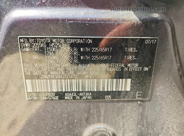 JTMZFREV0HJ721472 2017 TOYOTA RAV4 Gray 