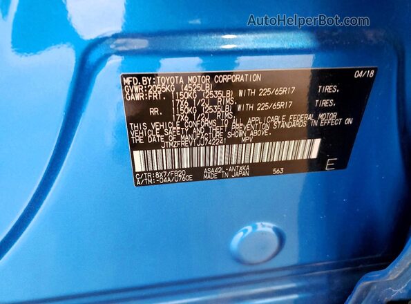 JTMZFREV1JJ742241 2018 TOYOTA RAV4 Blue Սալոնի 360 աստիճան տեսք