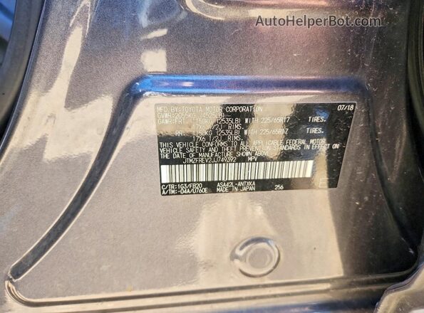 JTMZFREV2JJ749392 2018 TOYOTA RAV4 Gray Widok komory silnika