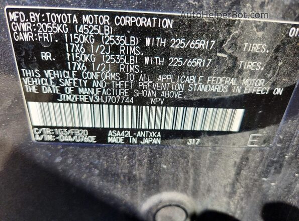 JTMZFREV3HJ707744 2017 TOYOTA RAV4 Gray 
