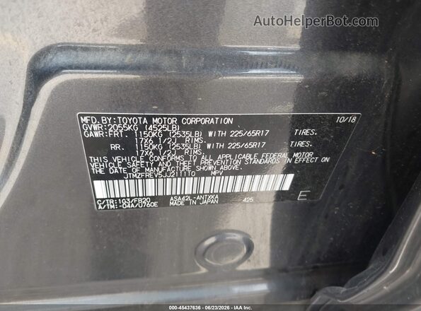 JTMZFREV5JJ211110 2018 TOYOTA RAV4 Gray ძრავის განყოფილების ხედი