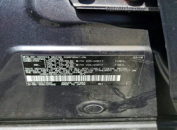 JTMZFREV6JJ742199 2018 TOYOTA RAV4 Gray VIN sticker view