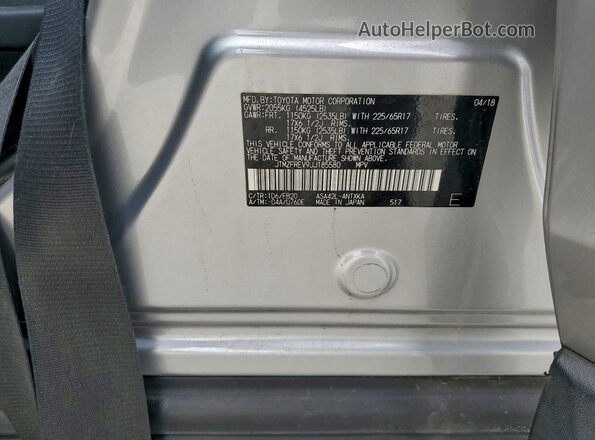 JTMZFREV9JJ185580 2018 TOYOTA RAV4 Gray VIN կոդի պիտակի տեսք