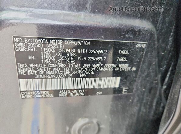 JTMZFREV9JJ207125 2018 TOYOTA RAV4 Gray Панорамний вид салону 360°