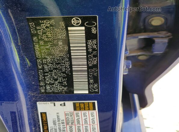 JTND4MBE9P3211661 2023 TOYOTA COROLLA Blue Вид підкапотного простору