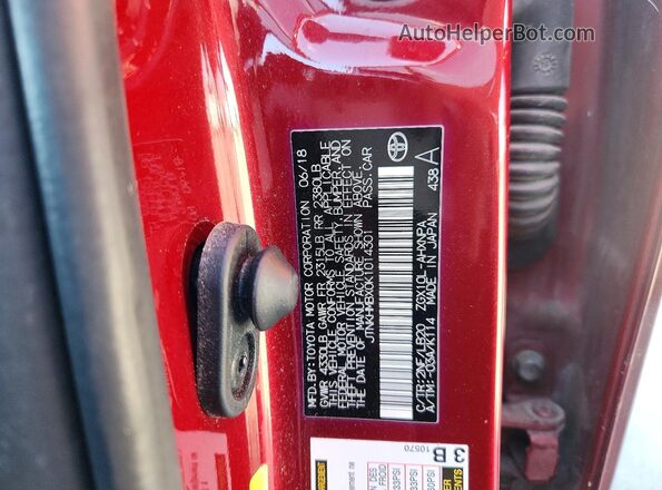 JTNKHMBX0K1014301 2019 TOYOTA C-HR Red VIN sticker view