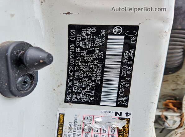 JTNKHMBX1M1111235 2021 TOYOTA C-HR White ძრავის განყოფილების ხედი
