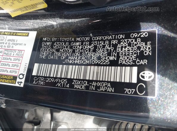 JTNKHMBX2M1099225 2021 TOYOTA C-HR Black Շարժիչի բաժամունքի տեսք