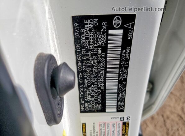 JTNKHMBX4K1056910 2019 TOYOTA C-HR White VIN կոդի պիտակի տեսք