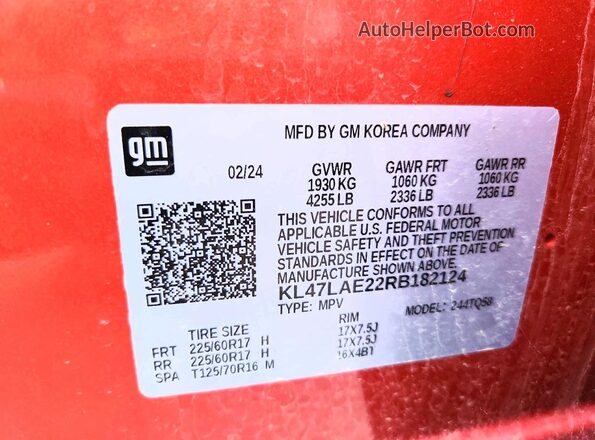 KL47LAE22RB182124 2024 BUICK OTHER Red Вид підкапотного простору