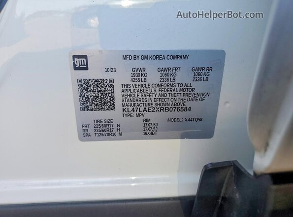 KL47LAE2XRB076584 2024 BUICK OTHER White VIN sticker view