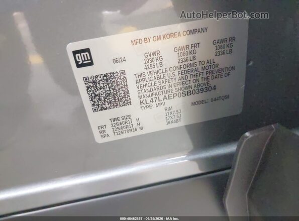 KL47LAEP0SB039304 2025 BUICK OTHER Gray ძრავის განყოფილების ხედი