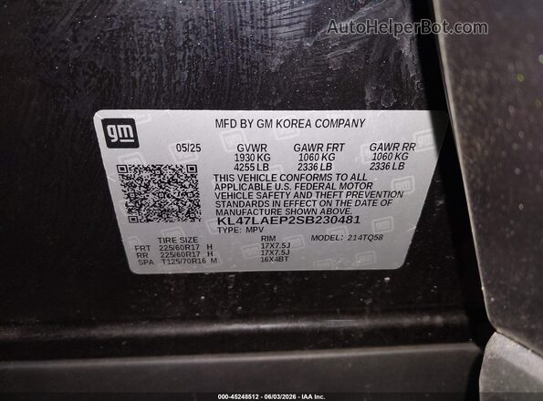 KL47LAEP2SB230481 2025 BUICK OTHER Black Engine compartment view