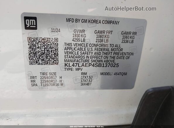 KL47LAEP4SB137025 2025 BUICK OTHER White Widok komory silnika