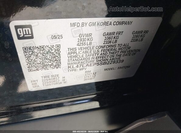 KL47LAEP5SB229339 2025 BUICK OTHER Black Engine compartment view