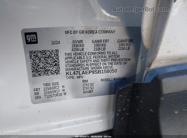 KL47LAEP9SB158050 2025 BUICK OTHER White Vista del compartimento del motor