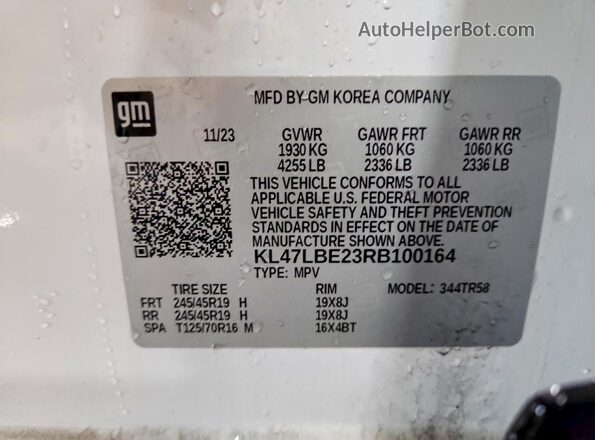 KL47LBE23RB100164 2024 BUICK OTHER Белый Вид наклейки с VIN-кодом
