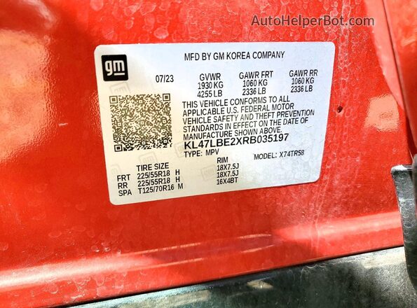 KL47LBE2XRB035197 2024 BUICK OTHER Orange VIN sticker view