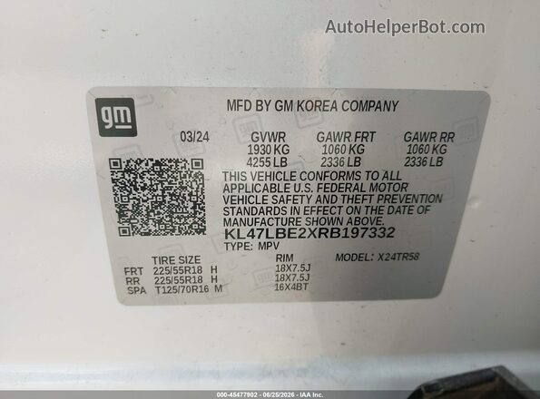KL47LBE2XRB197332 2024 BUICK OTHER White Engine compartment view