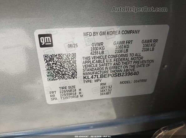 KL47LBEP0SB239640 2025 BUICK OTHER Gray Вид підкапотного простору