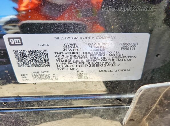 KL47LBEP2SB034367 2025 BUICK OTHER Black Vista interior de 360 grados