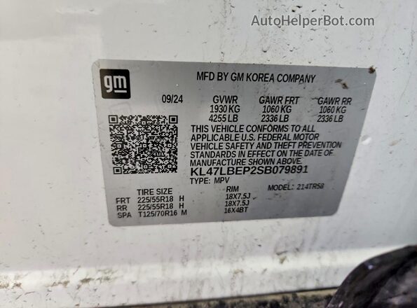 KL47LBEP2SB079891 2025 BUICK OTHER Белый Вид наклейки с VIN-кодом