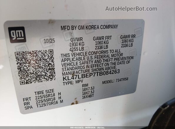 KL47LBEP7TB084263 2026 BUICK OTHER White Engine compartment view