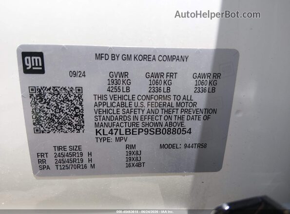 KL47LBEP9SB088054 2025 BUICK OTHER White ძრავის განყოფილების ხედი