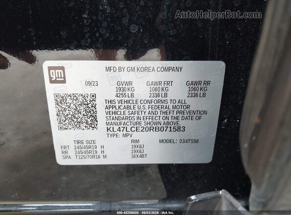 KL47LCE20RB071583 2024 BUICK OTHER Black Vista del compartimento del motor