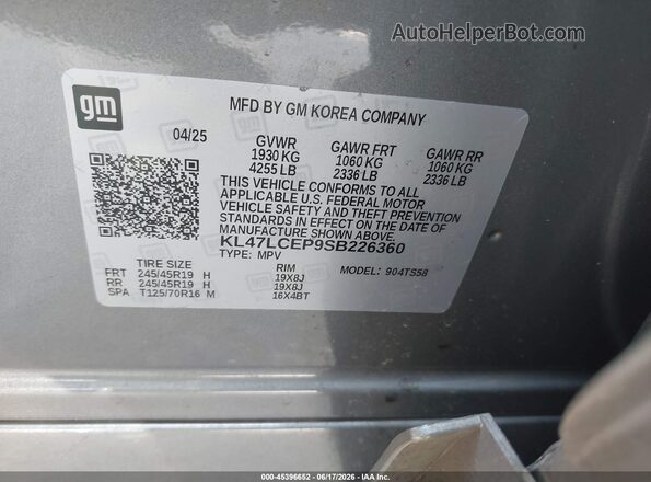 KL47LCEP9SB226360 2025 BUICK OTHER Silver Вид підкапотного простору