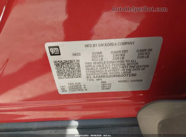 KL4AMBS20RB007190 2024 BUICK ENCORE Orange Engine compartment view